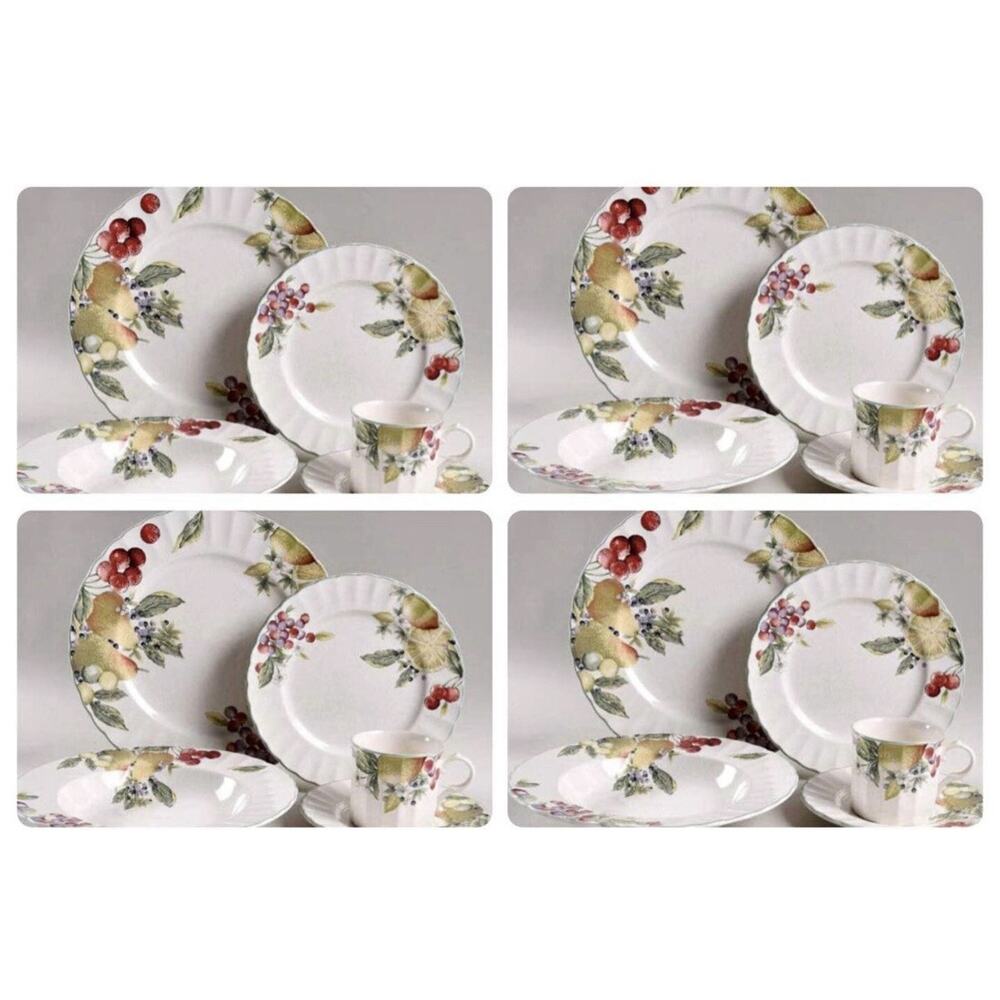 Mikasa Nature's Scenery New 20-Pc Dinnerware Fruit Ruffle Edge DN010 Discontinue